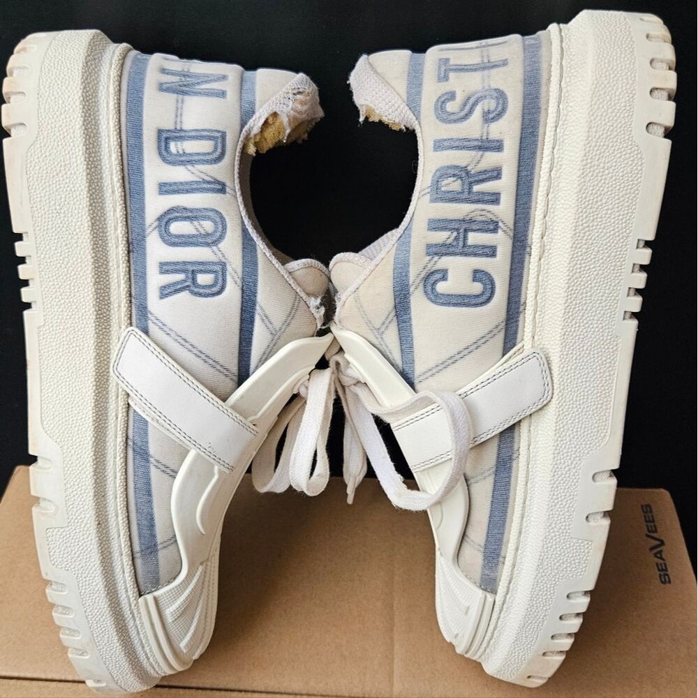 Christian Dior Dior-ID Logo Sneakers EU 37 Made in Italy White/Blue Heel Repair